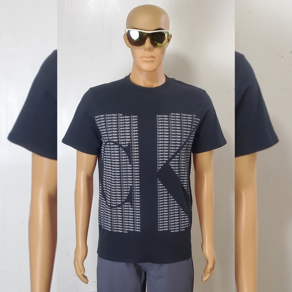 CALVIN KLEIN TSHIRT MEN'S CREW NECK SHORT SLEEVE GRAPHIC BIG LOGO SIZE S BLACK - Picture 8 of 12